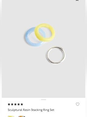 Sculptural Resin Stacking Ring Set - Yellow, Blue & Silver